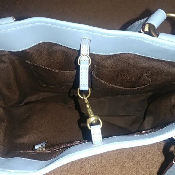 COACH Gigi Legacy Signature-C Canvas Shoulder Bag W/Blue Leather Trim - Picture 10 of 15